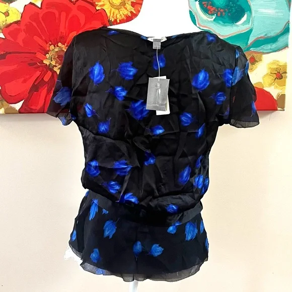 ann taylor 𖤓 nwt silk tie waist blouse. - Picture 2 of 4